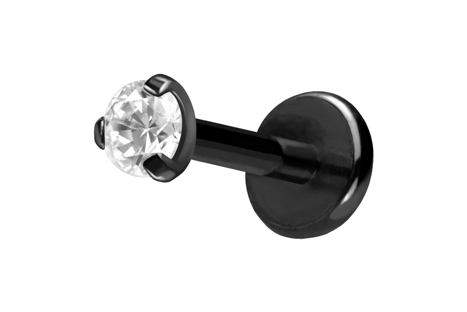 Titan Labret Piercing mit Push Fit EINGEFASSTER KRISTALL